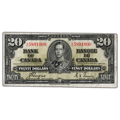$20 1937 Bank of Canada Note Coyne-Towers K/E Prefix BC-25c - Fine
