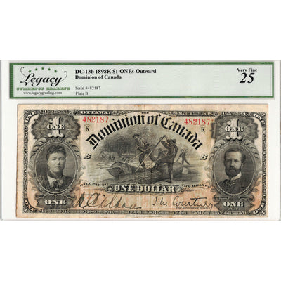 $1 1898 Dominion of Canada Note ONE's Outward Series K DC-13b - Legacy VF-25