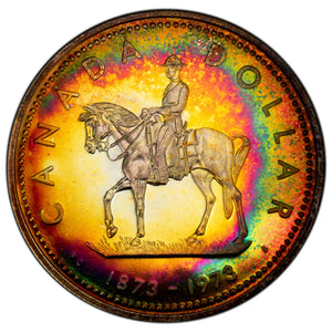 SOLD Canada 1973 RCMP $1 Silver Dollar Coin - Rainbow Toned