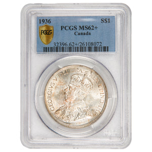 Canada 1936 $1 Silver Dollar Coin - PCGS MS-62 +