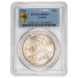 Canada 1936 $1 Silver Dollar Coin - PCGS MS-62 +
