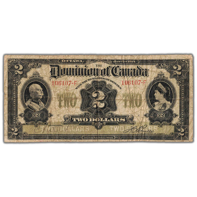 SOLD $2 1914 Dominion of Canada Note Series F DC-22a-i - VG+