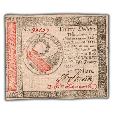 SOLD United States 1779 $30 Thirty Dollar Note Colonial Currency