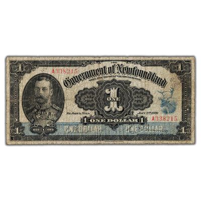 SOLD $1 1920 Government of Newfoundland Note NF-12d - Circulated
