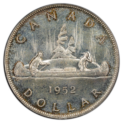 Canada 1952 No Waterlines $1 Silver Dollar Coin - Choice Uncirculated