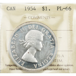 SOLD Canada 1954 $1 Silver Dollar Coin - ICCS PL-66 Cameo