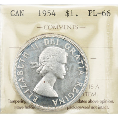 SOLD Canada 1954 $1 Silver Dollar Coin - ICCS PL-66 Cameo