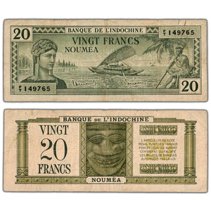 New Caledonia ND (1944) 20 Twenty Francs Note P #49 - Circulated