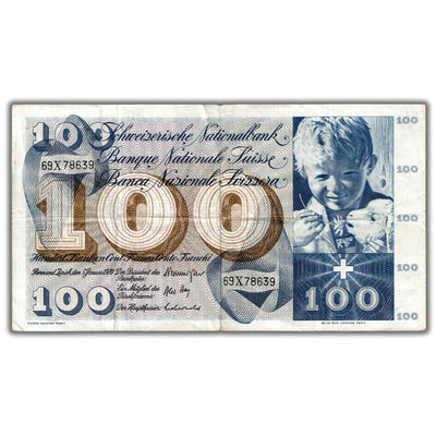 Switzerland 1970 100 Francs Note P #49i