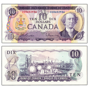 SOLD $10 1971 Bank of Canada Note Beattie-Rasminsky DG Prefix BC-49a - AU/UNC