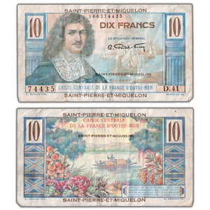Saint Pierre & Miquelon ND (1950-60) 10 Ten Francs Note P #23 - VF