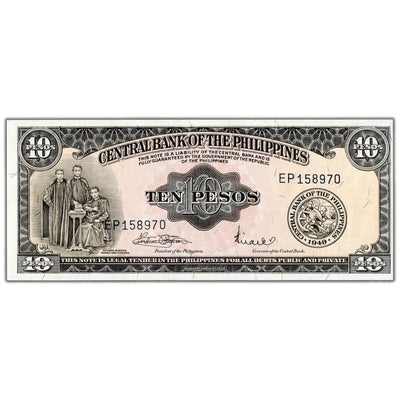 Philippines 1949 10 Ten Pesos Note P #136f - Choice UNC
