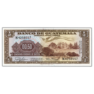 SOLD Guatemala 1965 1/2 Half Quetzal Note P #51 - Choice UNC