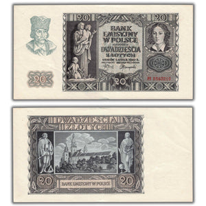 SOLD Poland 1940 20 Złotych Note P #95