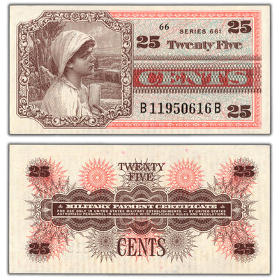 United States 25 Cents Series 661 Military Payment Certificate Note - UNC