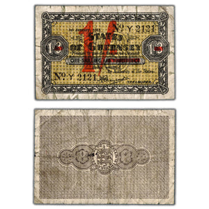 SOLD Guernsey 1943 1 One Shilling Note P #29