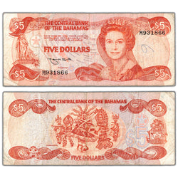 Bahamas ND (1984) $5 Five Dollars Note P #45b - Writing