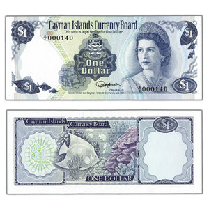 SOLD Cayman Islands 1974 $1 One Dollar Note P #5c - Low Serial #14 - Choice UNC