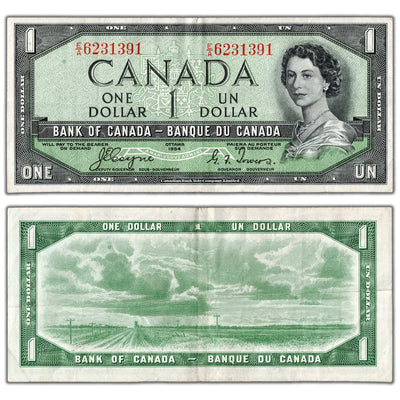 $1 1954 Bank of Canada Note Devil Face E/A Prefix BC-29a - VF+