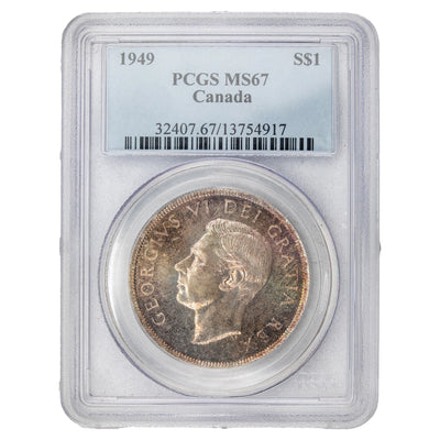 Canada 1949 $1 Silver Dollar Coin - PCGS MS-67