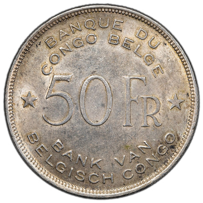 SOLD Belgian Congo 1944 50 Francs Silver Coin