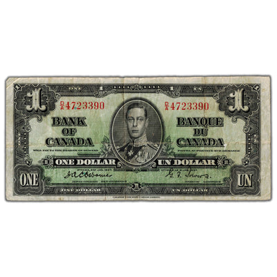$1 1937 Bank of Canada Note Osborne Signature BC-21a - F/VF