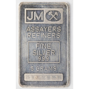 SOLD Johnson Matthey JM 5 Gram .999 Silver Bar