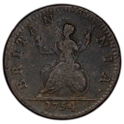 Great Britain 1754 1/4d Farthing Coin KM #581