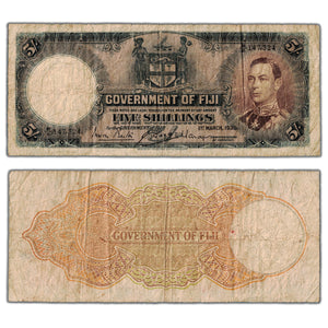 SOLD Fiji 1937 5 Five Shillings Note P #37b - Circulated