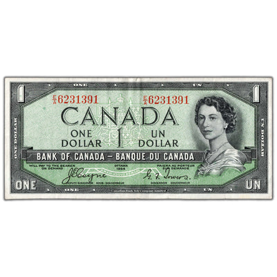 $1 1954 Bank of Canada Note Devil Face E/A Prefix BC-29a - VF+