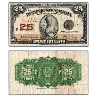 25 Cents 1923 Dominion of Canada Shinplaster Note DC-24d - F/VF