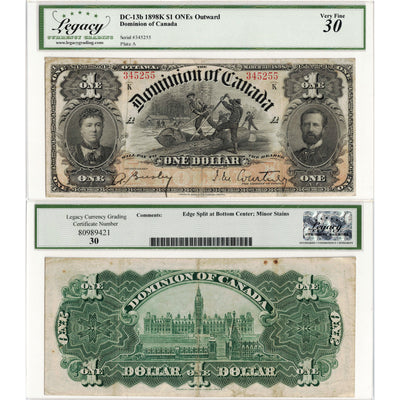 $1 1898 Dominion of Canada Note ONE's Outward Series K DC-13b - Legacy VF-30