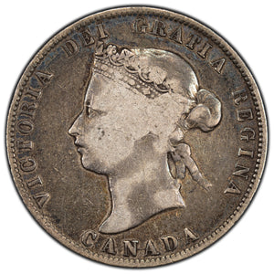 SOLD Canada 1872-H 25 Cents Quarter Silver Coin - VG-8