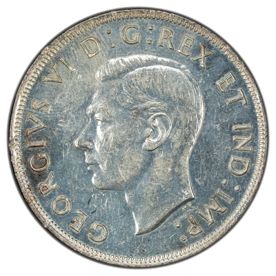 Canada 1945 5/5 $1 Silver Dollar Coin - AU (lt. cleaned)