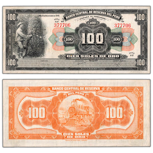 Peru 1946 100 Soles de Oro Note P #69Aa - VF+