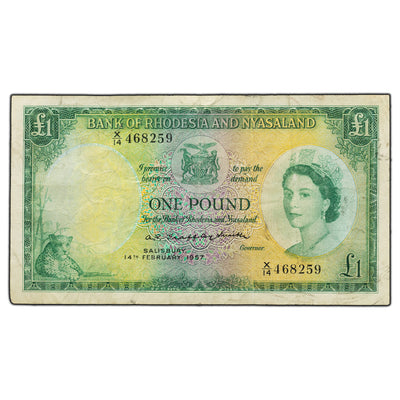SOLD Rhodesia and Nyasaland 1957 1 One Pound Note