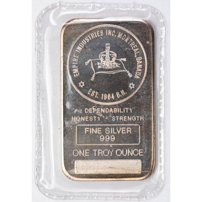 SOLD Empire Industries Inc Montreal 1oz .999 Fine Silver Bar - Sealed