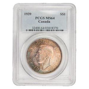 Canada 1939 $1 Silver Dollar Coin - PCGS MS-64