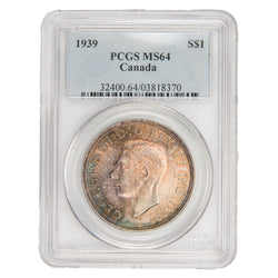 Canada 1939 $1 Silver Dollar Coin - PCGS MS-64