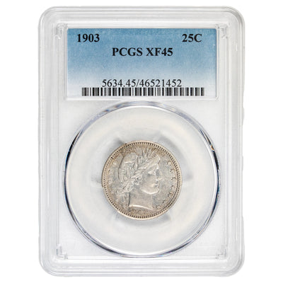United States 1903 25 Cents Barber Quarter Silver Coin - XF-45