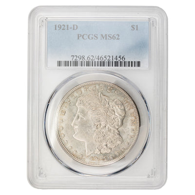 SOLD United States 1921-D $1 Morgan Silver Dollar Coin - PCGS MS-62