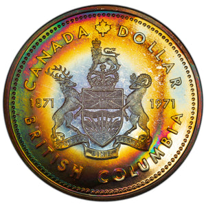SOLD Canada 1971 British Columbia $1 Silver Dollar Coin - Beautiful Colour!