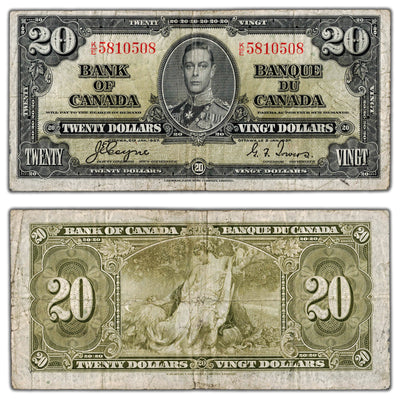 $20 1937 Bank of Canada Note Coyne-Towers K/E Prefix BC-25c - Circulated