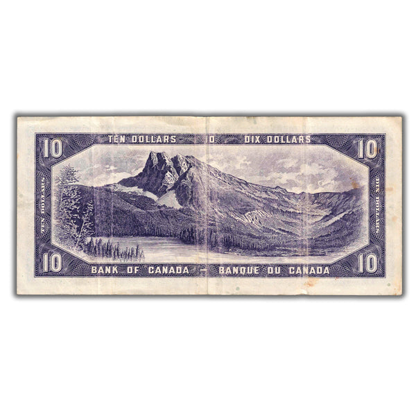 $10 1954 Bank of Canada Note Devil Face A/D Prefix BC-32a - VF (stains ...