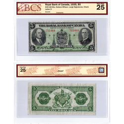 $5 1935 The Royal Bank of Canada Chartered Note #630-18-02a - BCS VF-25