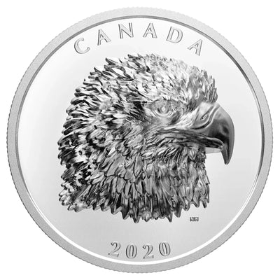 Canada 2020 $25 Extraordinary High Relief Proud Bald Eagle .9999 Fine Silver Coin