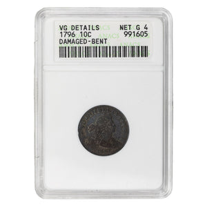 SOLD United States 1796 10 Cents Drapped Bust Dime Silver Coin - ANACS Net G-4