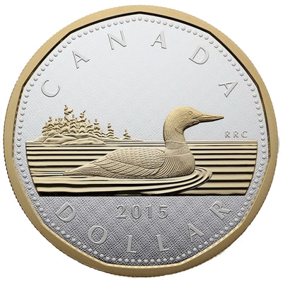 Canada 2015 $1 Gold Plated Big Coin Series 5oz .9999 Silver Coin