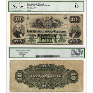 SOLD $10 1915 Imperial Bank of Canada Chartered Note #375-16-10 - Legacy F-15