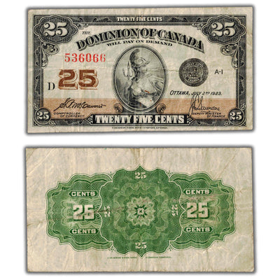 25 Cents 1923 Dominion of Canada Shinplaster Note DC-24c - Fine